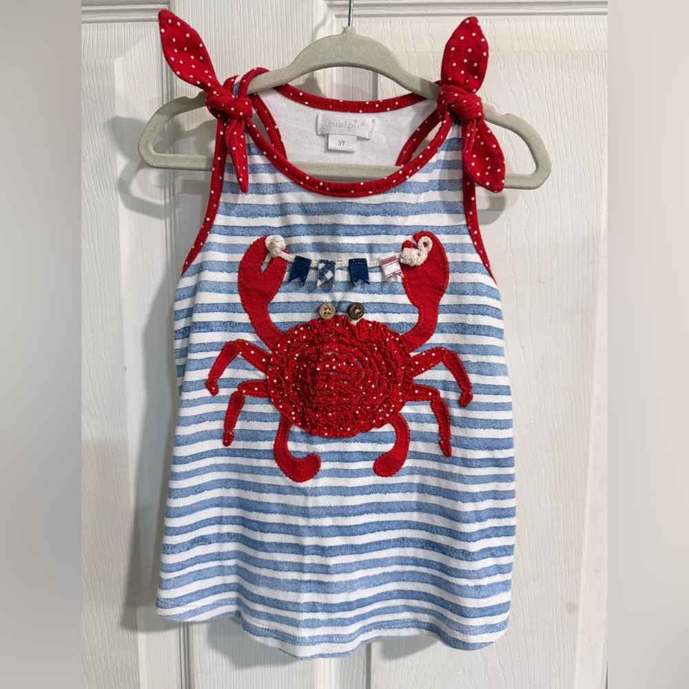 Mud Pie Red and Blue Crab Tank Top